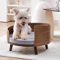 Lit de couchage toutes saisons pour petits animaux de compagnie de haute qualité lit de couchage en bois massif amovible lavable en mousse en peluche séduisant Animal chat chien lit