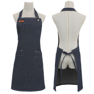 Tablier de <span class=keywords><strong>cuisine</strong></span> en denim pour adulte avec poches, logo personnalisé, polyester, multifonction, pour chef cuisinier à domicile - Product Image 1
