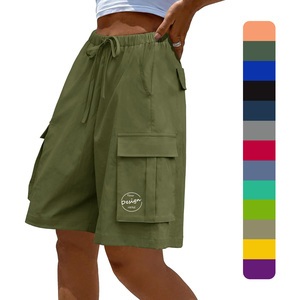 Casual Custom Logo Design Summer Stretch High Waist Loose Straight Leg <strong>Shorts</strong> Plus Size <strong>Lady</strong> Women's <strong>Cargo</strong> <strong>Shorts</strong> - Product Image 1