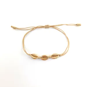 New fashion simple style shell shape handmade cord gold plated adjustable bracelet for women