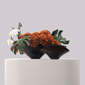 L'alta qualità ortensie artificiali rosso verde lascia eleganti vasi di fiori di vetro per la sala da pranzo decorazione della tavola di casa fatto a mano - Product Image 1