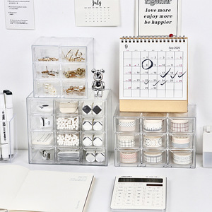 กล่องใส่เครื่องเขียนและเครื่องประดับแบบลิ้นชัก 9 ช่อง โปร่งใส กันฝุ่น 6 ช่อง และกล่องใส่เครื่องสำอางแบบตั้งโต๊ะ 12 ช่อง - Product Image 2