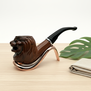 Offre Spéciale : Pipe à Tabac en Résine Tête <span class=keywords><strong>de</strong></span> <span class=keywords><strong>Lion</strong></span>, Tige Courbée Classique avec Support Or Rose pour Hommes – Vente en Gros <span class=keywords><strong>de</strong></span> Pipes à Fumer - Product Image 5