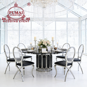 Modern Wedding Hotel Furniture Silver Metal Stand <b>White</b> <b>Round</b> Center Banquet <b>Dining</b> Room <b>Table</b> Outdoor - Product Image 5