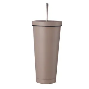 CUPPARK 500ml Thermos With Straw Double Wall Stainless Steel Vacuum Insulated Vacuum Coffee Mug With Lid Straw