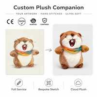 Peluche personnalisée Marmotte avec écharpe – Conception sur mesure – Mascotte de marque personnalisée – Cadeau