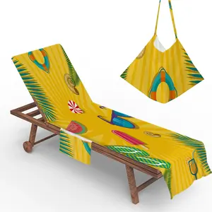 Comfortable carton printing RPET recycled waffle Beach Chairs towel with logo
