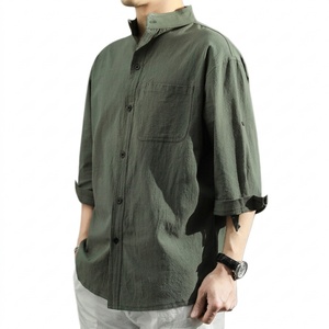 เสื้อเชิ้ตผู้ชายคอจีน แขนยาว ผ้าลินิน 100% ระบายอากาศได้ดี สไตล์ลำลอง ใส่ได้ทั้งชายหาดและฤดูร้อน รุ่น TKAN8102 - Product Image 2