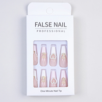Faux Ongles de Luxe 24 Pièces en Gros, Grande Remise, Diamant Complet & Style Noël, Faux Ongles à Coller & Ongles de Noël pour Filles