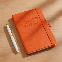 Agenda quotidien professionnel 2027 A5 en cuir PU, couverture rigide, à feuilles mobiles, avec bande élastique, logo personnalisé