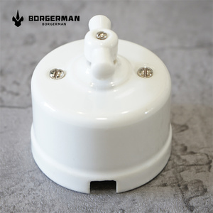 Interruptor de Luz de Pared, Enchufe de Pared, Montaje Superficial, Porcelana, Retro, Blanco, Uso en Hoteles de Lujo, 16A 250V, Botón de Encendido - Product Image 3
