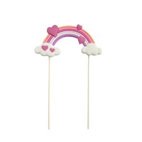 Regenbogen-Kuchendekoration Einsatz Kinderfreundliche Bunte Wolke Herz PVC-Material Topper Ornament Geburtstagsparty-Dekoration
