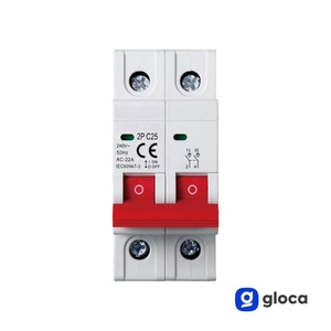 Interruptor de Corte de Carga Gloca 2P 25A 220V, Montaje en Riel DIN, 2 Módulos, Cuerpo de Plástico - Product Image 2