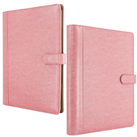 Carpeta de cartera de cuero Rosa Soporte de teléfono ajustable Carpeta de documentos Cierre magnético con carpeta de anillas