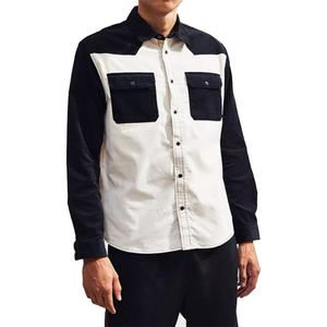 Fashion Custom <b>Men's</b> Long Sleeves <b>Shirt</b> Color Blocked Contrast <b>Corduroy</b> Patches Pockets Slim Fit Casual <b>Shirts</b> <b>for</b> <b>Men</b> - Product Image 1