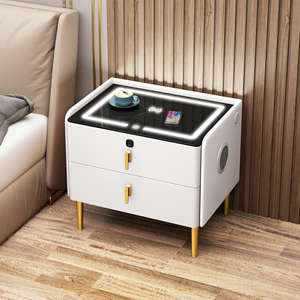 Chevets modernes intelligents avec coffre-fort, station de recharge sans fil, table de chevet pour la <span class=keywords><strong>chambre</strong></span> à coucher, fournitures de meubles. - Product Image 2