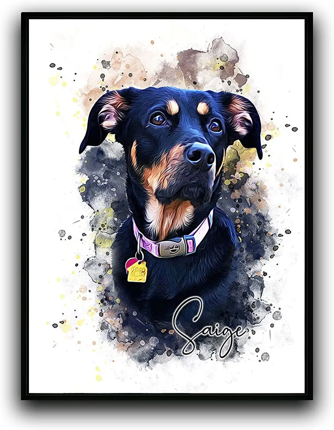 Hongya özel köpek/kedi portre suluboya resim çerçeveli tuval baskılar ile fotoğraf duvar sanatı ev dekorasyon için