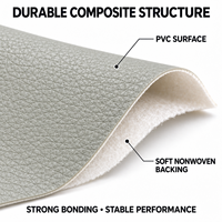 Cuir synthétique PVC gris clair avec support non tissé, imperméable, gaufré, simili cuir pour l'ameublement intérieur de voiture et la sellerie