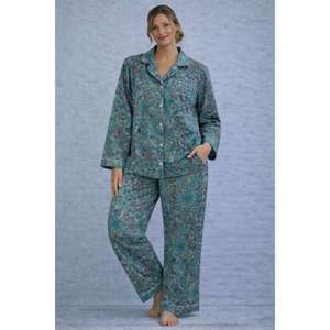Ensemble de pyjama en coton imprimé floral pour femmes, vêtements de nuit doux, confortables et respirants, vêtements de détente décontractés, vêtements de maison pour femmes - Product Image 1