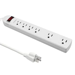 Factory Direct 6 Outlets 15A Surge Protection Plugs and Sockets Extension Cord USA Standard Power Strips