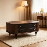 Table basse ovale moderne et créative avec éclairage de luxe, mobilier haut de gamme pour petits salons et appartements.