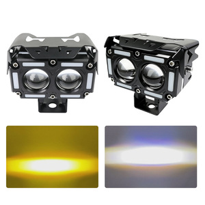 Phare de moto Qideguan à 2 yeux LED 12-30V IP67 avec halo lumière blanche et jaune - Product Image 2