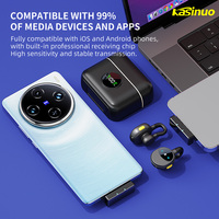 Microfono Wireless Professionale DSP con Riduzione del Rumore Kasinuo S10 2.4G, Trasmissione a Doppio Canale OTG, Design a Gancio per Orecchio, Adatto a Tutti gli Scenari