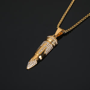 Hip Hop Bullet Punk 18K chapado en oro Zirconia cúbica impermeable no deslustre Acero inoxidable joyería de moda colgante para hombre - Product Image 5