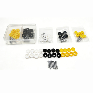 Tapas para tornillos de matrícula blancas del Reino Unido con tornillos de acero inoxidable para placas delanteras - Product Image 1