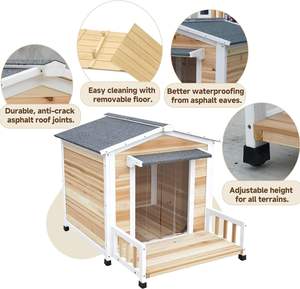 บ้านสุนัขพร้อมระเบียง บ้านสุนัขไม้กลางแจ้ง บ้านสุนัขยกพื้นพร้อมระเบียง  คอกสุนัขกลางแจ้งที่ทนทาน - Product Image 5