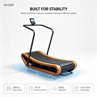 Tapis roulant sans moteur en bois massif avec marches courbes et mini console numérique