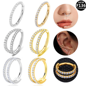 Anneau de nez en forme de cœur en alliage de titane F136 avec incrustation de zircon pour bijoux de piercing unisexe - Product Image 5