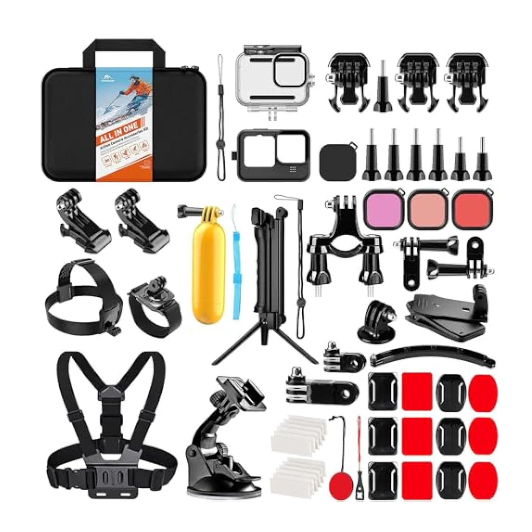 HONGDAK Hot for gopro Hero 13 12 Black 11 10 9 8 7 Camera Accessories Motorcycle Mount for Go Pro Accessories Set 61 in 1
