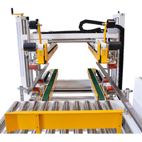 Machine de scellage de cartons automatique réglable de type H pour la pose de rubans adhésifs sur les 4 coins, pour ligne d'emballage