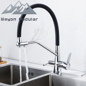 Grifo Mezclador de Lavabo de Acero Inoxidable de Grado Comercial de Lujo Wayon, Montado en Cubierta, Color Negro, con Doble Manija - Product Image 2