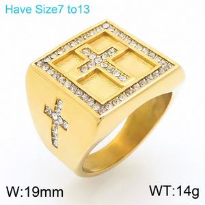 Bague pour homme en acier inoxydable avec tête <span class=keywords><strong>de</strong></span> <span class=keywords><strong>lion</strong></span> carrée, style hip-hop, zircon, croix, image Taiji - Product Image 5