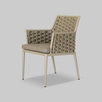 Chaise de salle à manger d'extérieur haut de gamme en corde tressée, résistante aux intempéries, avec structure métallique, pour jardin, complexe hôtelier, villa