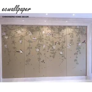 high quality Vine Wallpaper hand painted silk wallpaper for bedroom