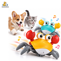 Jouet Crabe Rampant Rechargeable par USB avec Corps en ABS, Lumière LED, Musique et Capteur pour Chiots et Chatons pour Jeux Intérieurs