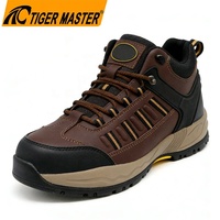 Sepatu Keselamatan Industri Tiger Master Kulit Coklat Anti Selip Berujung Baja Anti Tusuk untuk Pekerjaan Konstruksi Gudang