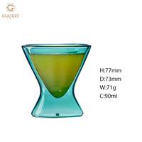 Tasse à café en verre à double paroi vert paon 90 ml, tasse à espresso, tasse à cappuccino, tasse à thé en verre pour hôtel, café, bar