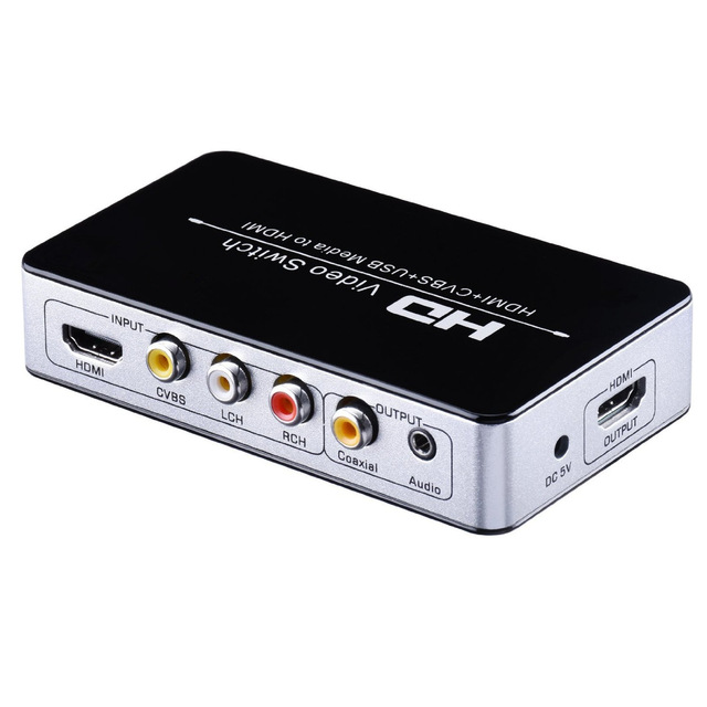 1080P Mini RCA Composite CVBS Video Audio Converter Adapter Supporting PAL/NTSC for TV/PC/ PS3/ STB/Xbox VHS/VCR/Blue-Ray DVD