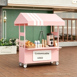 Chariot de vente ambulant promotionnel pour centre commercial, en acier au carbone, pour snacks, cafés, hot-dogs, bonbons, multicolore - Product Image 3