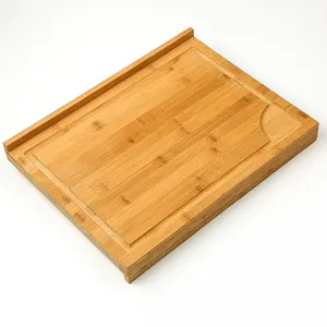 Hot Selling Large Size Z Shape Bamboo Wooden Cutting Board Chopping Blocks Butcher Block with Drip Groove for Kitchen