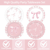 Ensemble de fête à thème d'assiette en papier jetable en dentelle rose pour anniversaire nouvel an chinois boîte de remise des diplômes emballée fournitures de fête d'anniversaire