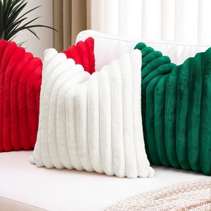 Funda de Cojín Cuadrada Blanca de Felpa Acanalada Estilo Nórdico Extraíble para Decoración de Sala de Estar/Sofá - Product Image 3