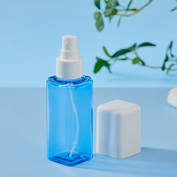 Bouteille pulvérisateur carrée transparente bleue en PET écologique de 50 ml, 80 ml, 100 ml, 120 ml, 150 ml, calibre 24, emballage cosmétique en plastique vide