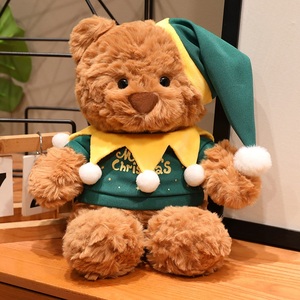 <span class=keywords><strong>Orsacchiotto</strong></span> di Peluche Personalizzato per Natale con Costume da Elfo, Orso Marrone con <span class=keywords><strong>Cappello</strong></span> Verde da Elfo Realizzato su Foto - Product Image 4