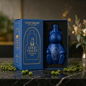 Bouteille en verre fantaisie en forme d'ours pour spiritueux, vodka, <span class=keywords><strong>gin</strong></span>, 350 ml, bouteille de liqueur en verre personnalisée à base lourde en forme d'animal, vente en gros - Product Image 3