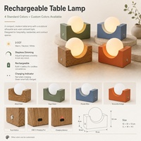 Lampe de table globe sans fil à profil bas, rechargeable et à intensité variable, pour chambre à coucher et hôtel (modèle exclusif)